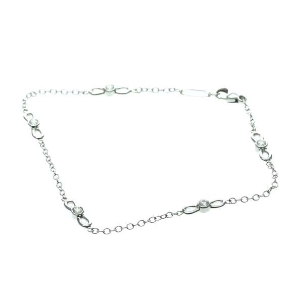 Tiffany Ribbon Diamond Bracelet White Gold (18K) Diamond Charm Bracelet Silver
